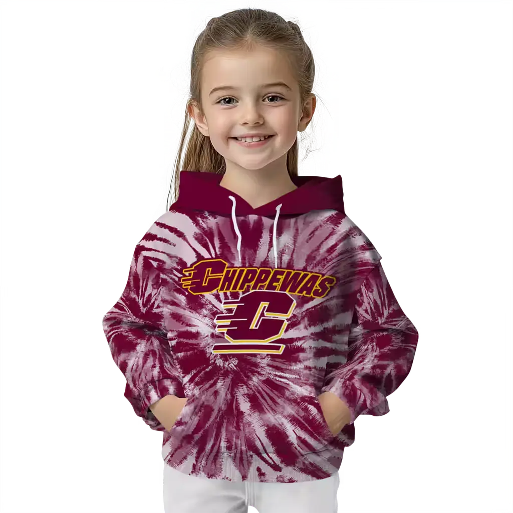 central michigan chippewas tie dye pattern maroon hoodie top rated central michigan chippewas tie dye pattern maroon hoodie top rated