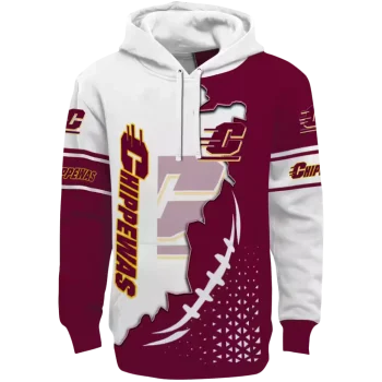 central michigan chippewas triangular pattern maroon white hoodie best selling