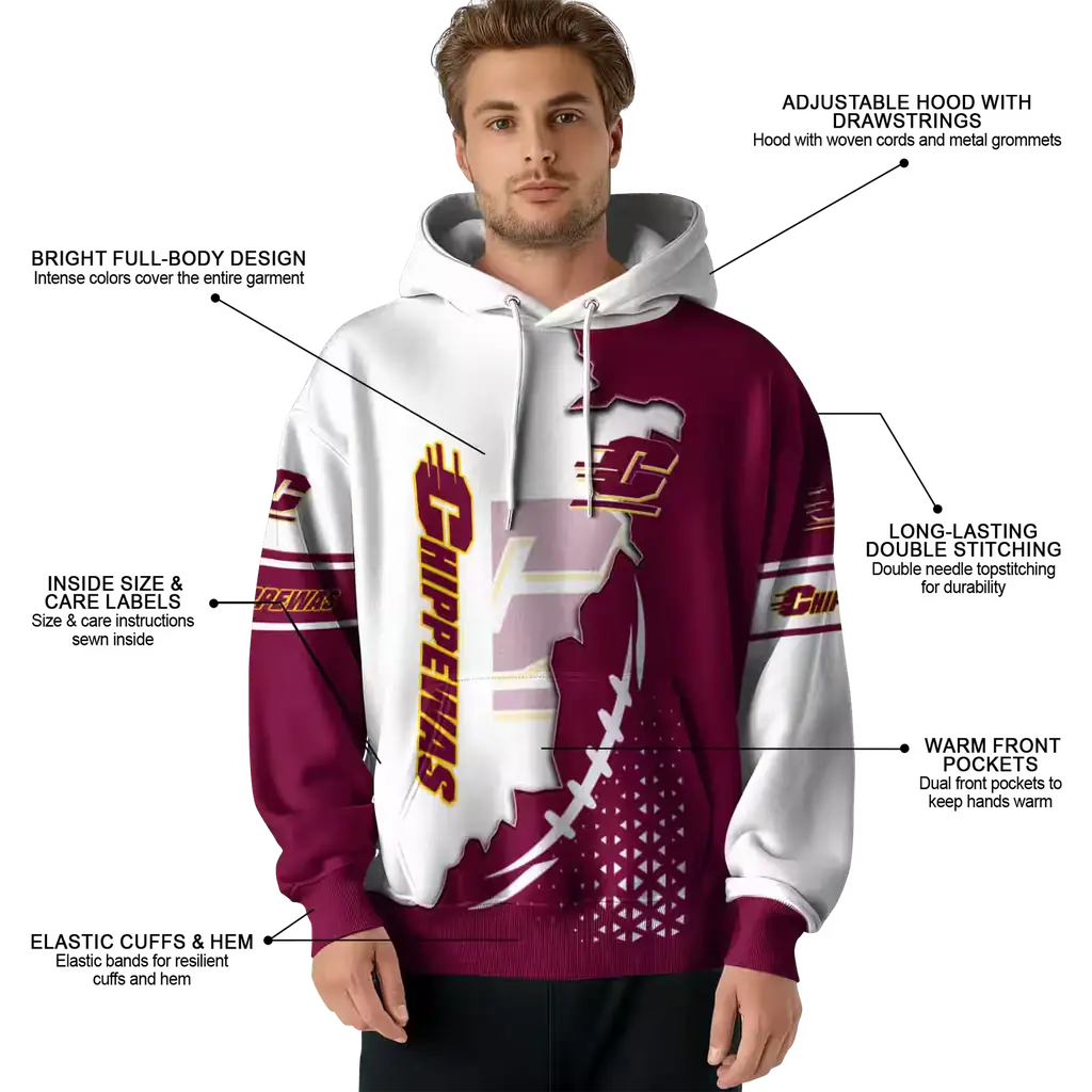 central michigan chippewas triangular pattern maroon white hoodie latest model central michigan chippewas triangular pattern maroon white hoodie latest model