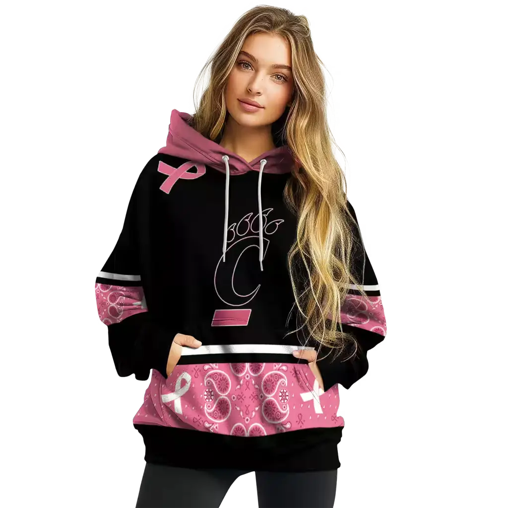 cincinnati bearcats awareness ribbon black pink hoodie high quality cincinnati bearcats awareness ribbon black pink hoodie high quality