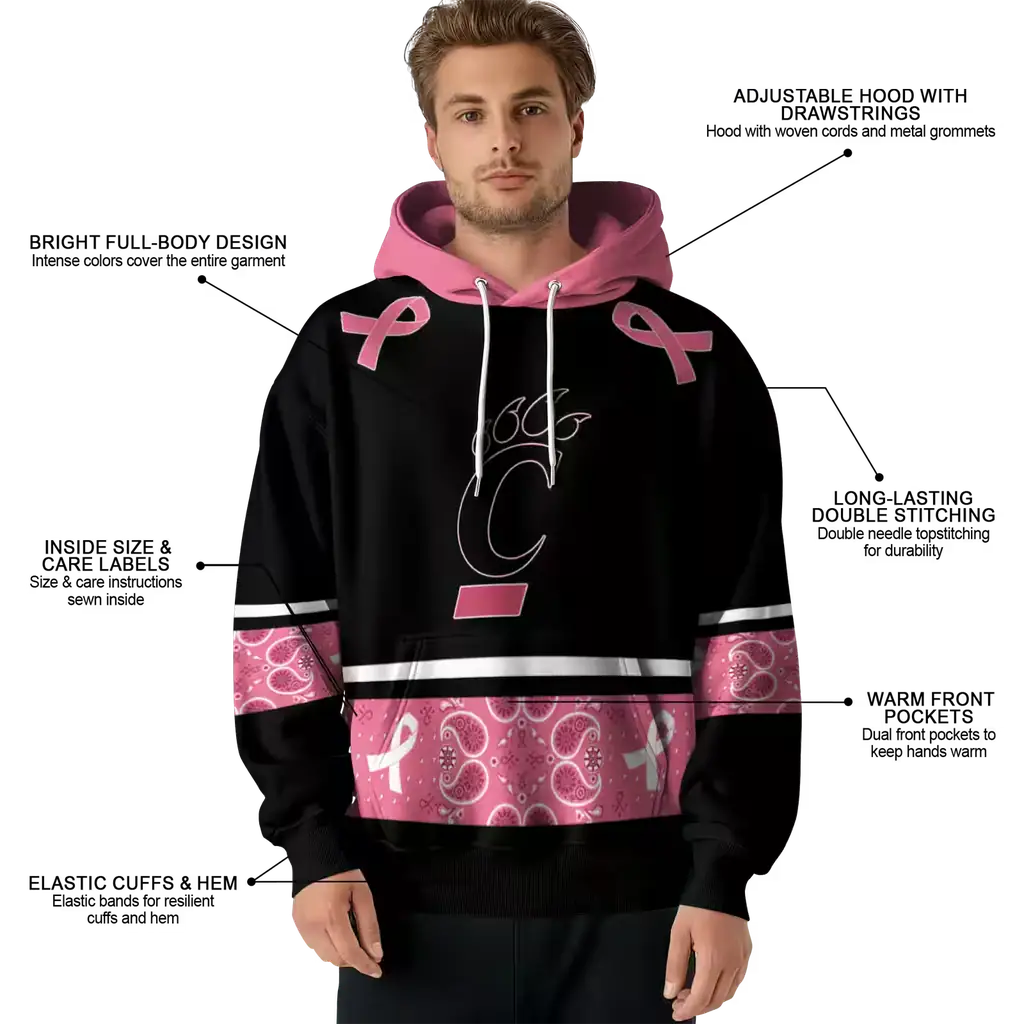 cincinnati bearcats awareness ribbon black pink hoodie latest model cincinnati bearcats awareness ribbon black pink hoodie latest model