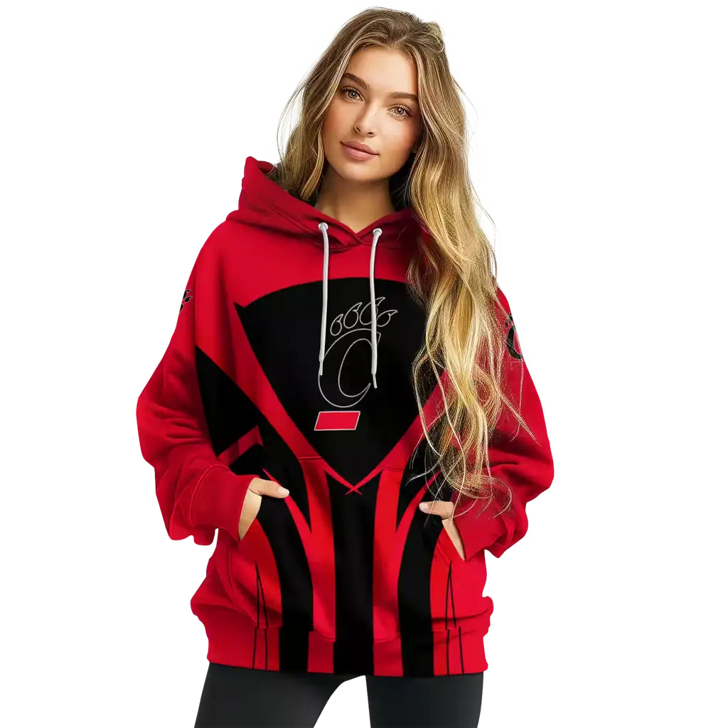 cincinnati bearcats concentric lines red black hoodie high quality cincinnati bearcats concentric lines red black hoodie high quality
