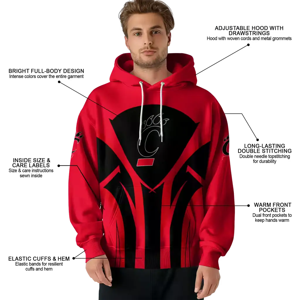cincinnati bearcats concentric lines red black hoodie latest model cincinnati bearcats concentric lines red black hoodie latest model