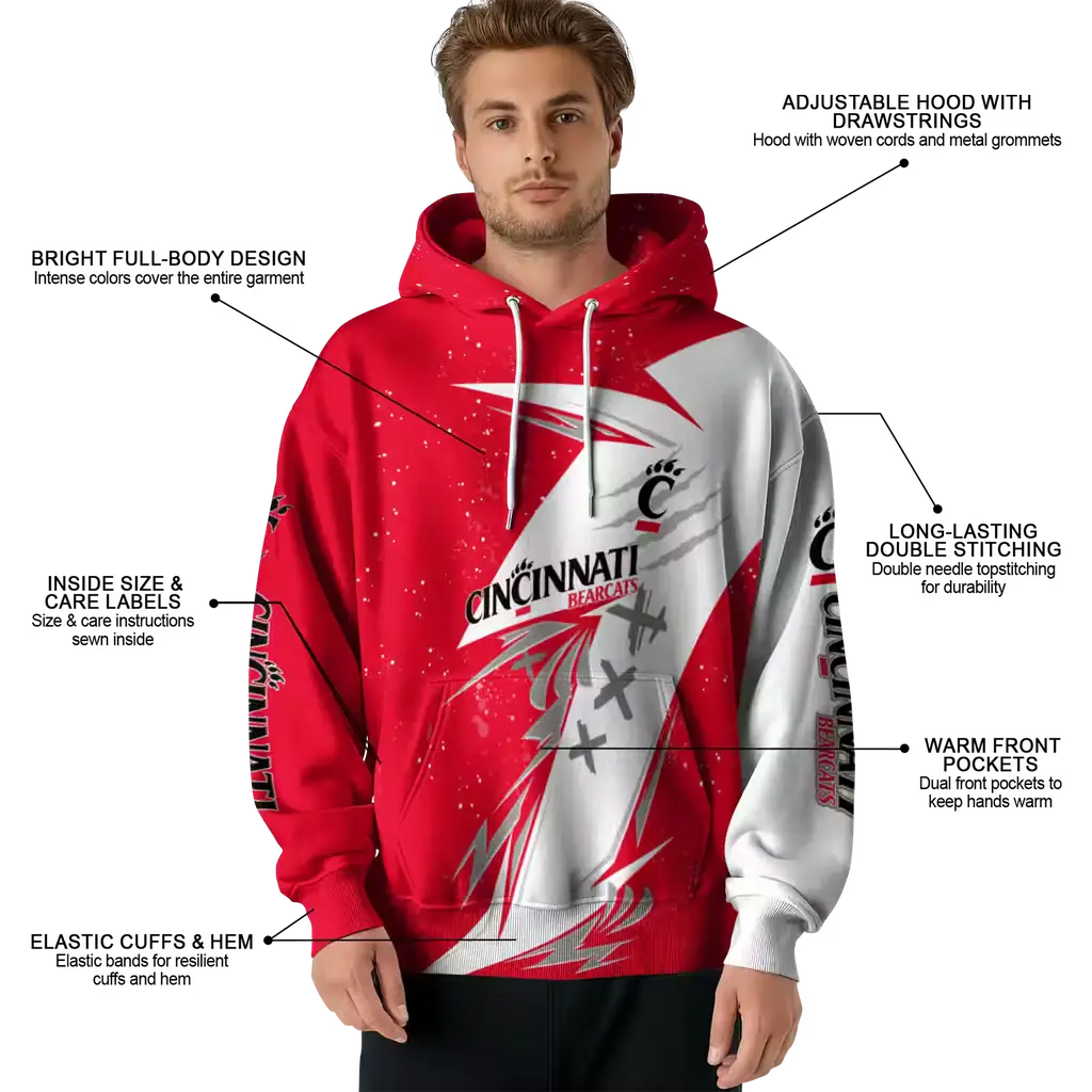 cincinnati bearcats dynamic slash red white hoodie latest model cincinnati bearcats dynamic slash red white hoodie latest model