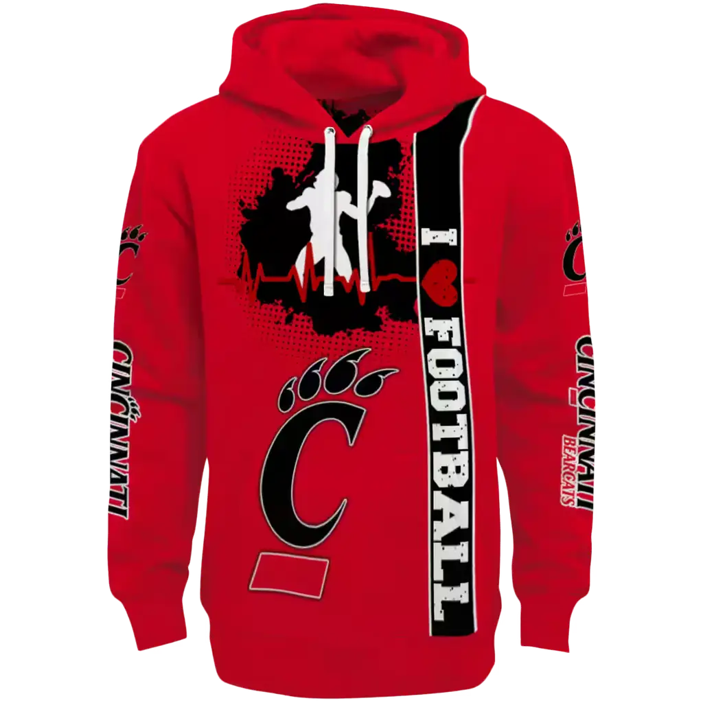 cincinnati bearcats football heartbeat red hoodie best selling cincinnati bearcats football heartbeat red hoodie best selling