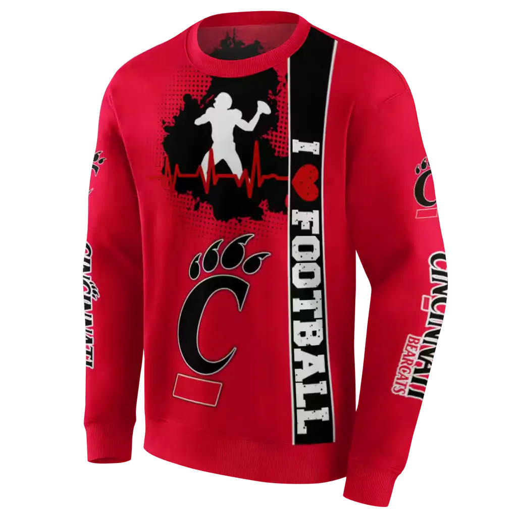 cincinnati bearcats football heartbeat red hoodie new arrival cincinnati bearcats football heartbeat red hoodie new arrival