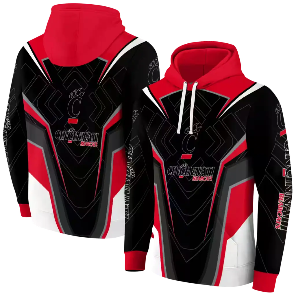 cincinnati bearcats futuristic pattern red black hoodie fashion forward cincinnati bearcats futuristic pattern red black hoodie fashion forward