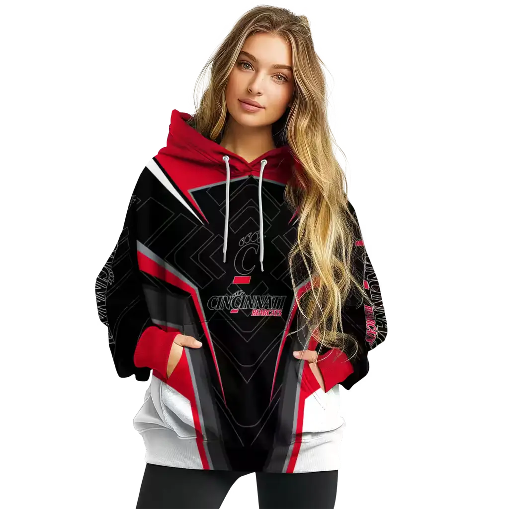 cincinnati bearcats futuristic pattern red black hoodie high quality cincinnati bearcats futuristic pattern red black hoodie high quality