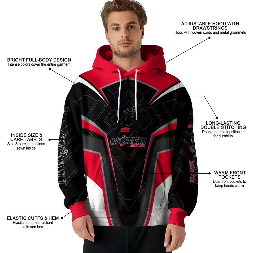 cincinnati bearcats futuristic pattern red black hoodie latest model cincinnati bearcats futuristic pattern red black hoodie latest model