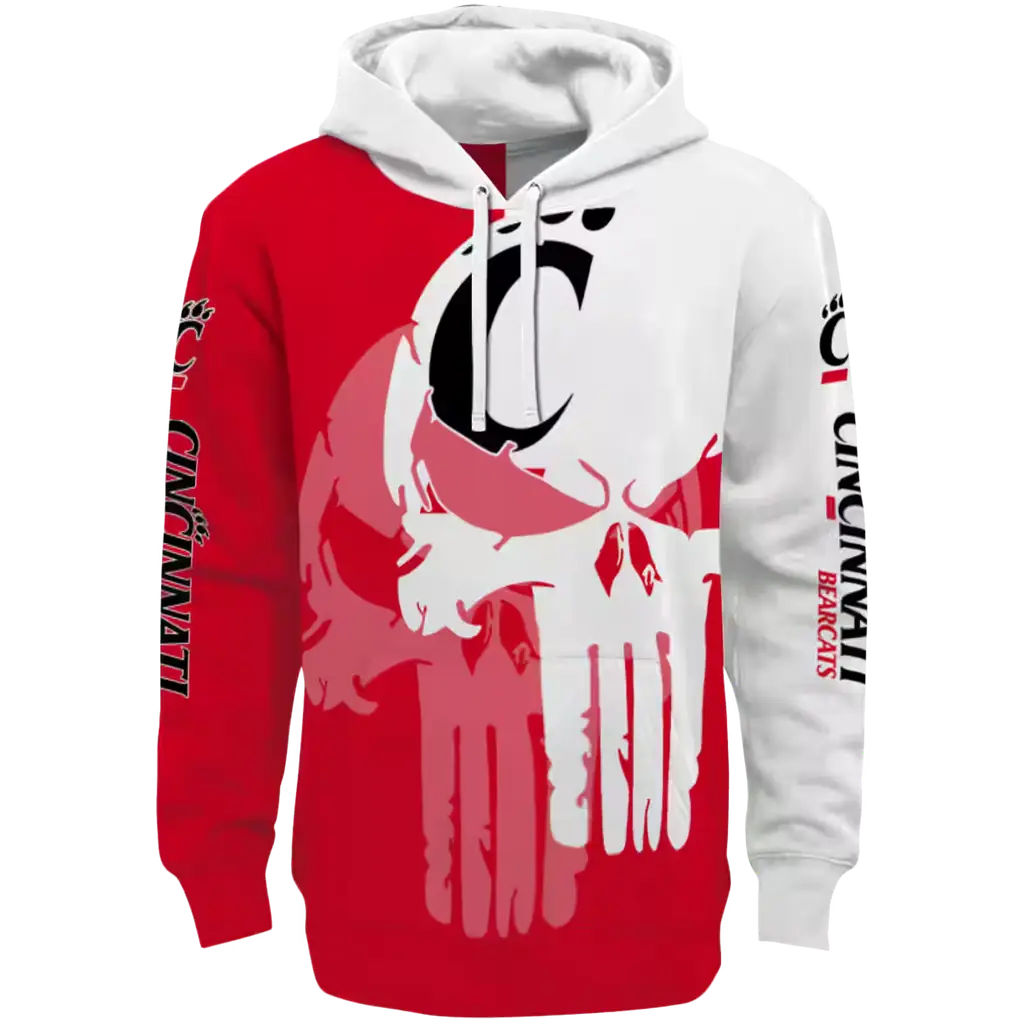cincinnati bearcats graphic punisher red white hoodie best selling cincinnati bearcats graphic punisher red white hoodie best selling