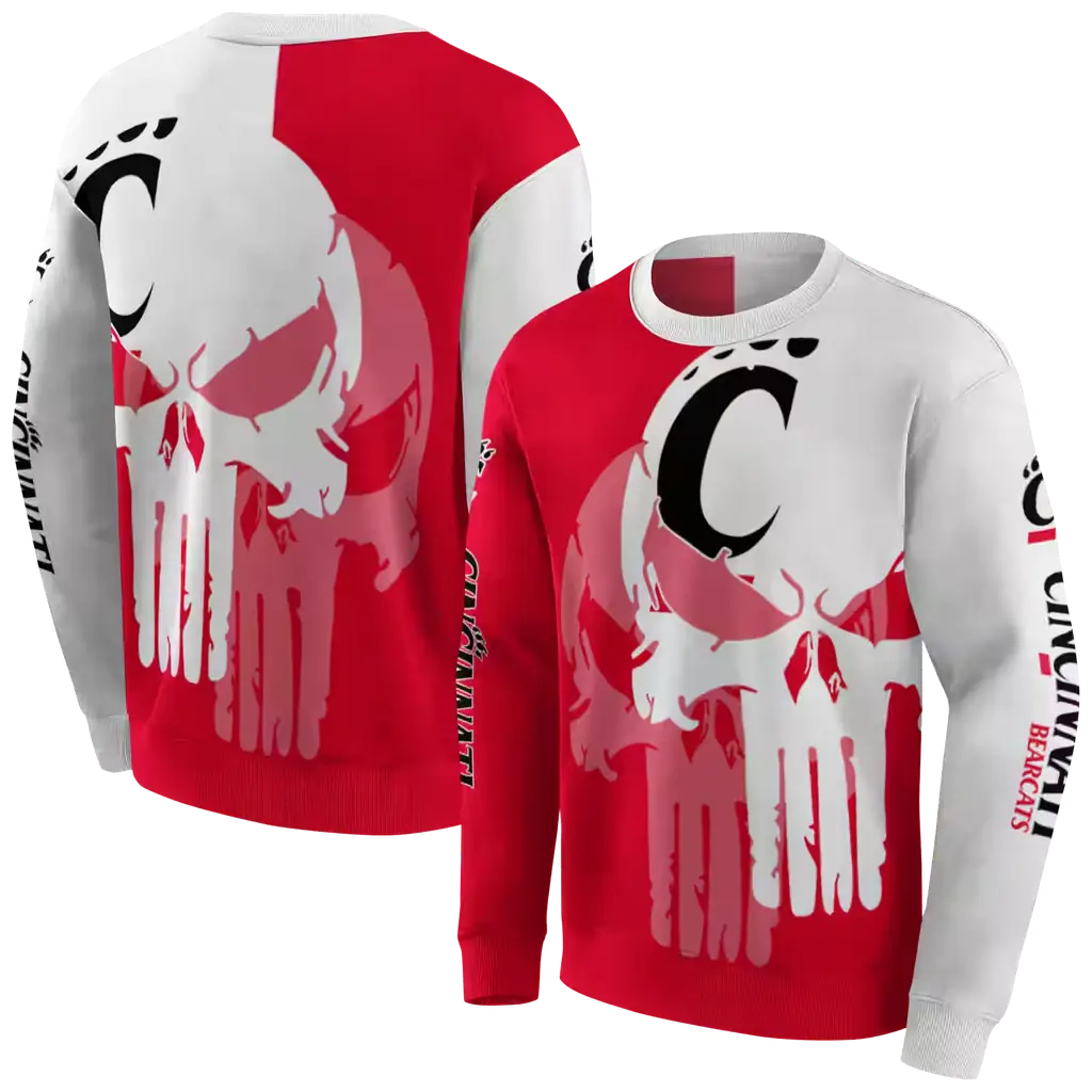 cincinnati bearcats graphic punisher red white hoodie premium grade cincinnati bearcats graphic punisher red white hoodie premium grade