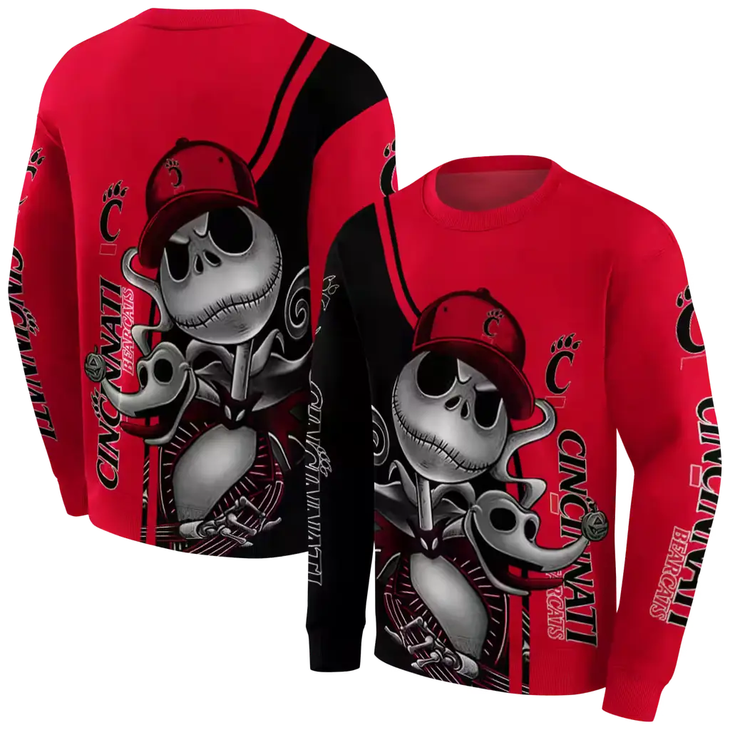 cincinnati bearcats jack skellington red hoodie premium grade cincinnati bearcats jack skellington red hoodie premium grade