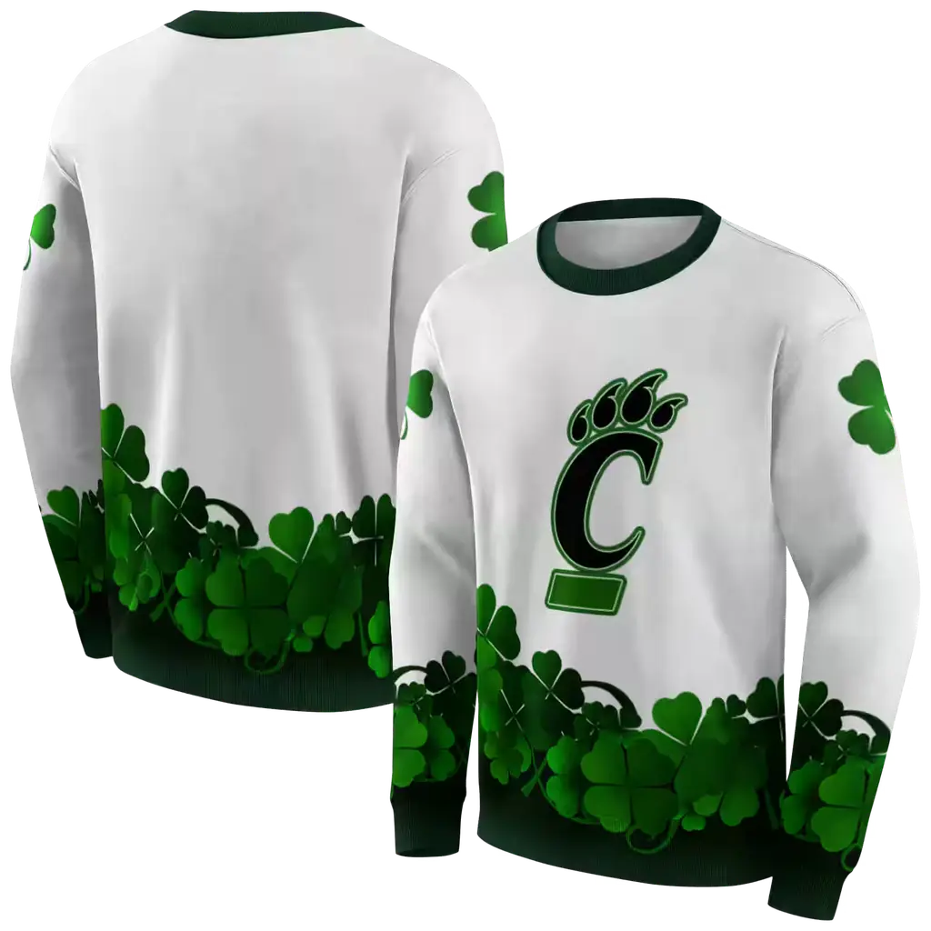 cincinnati bearcats lucky motif white green hoodie premium grade cincinnati bearcats lucky motif white green hoodie premium grade