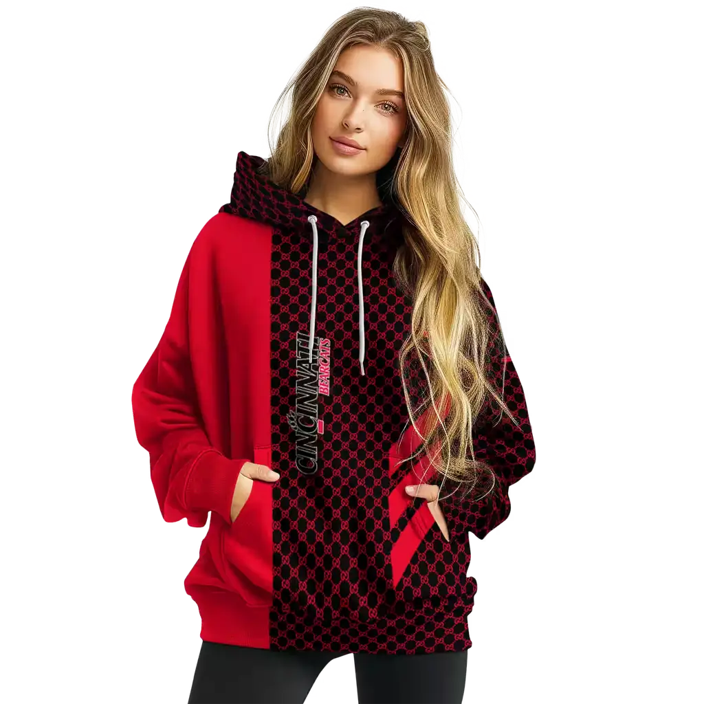 cincinnati bearcats monogram pattern red hoodie high quality cincinnati bearcats monogram pattern red hoodie high quality