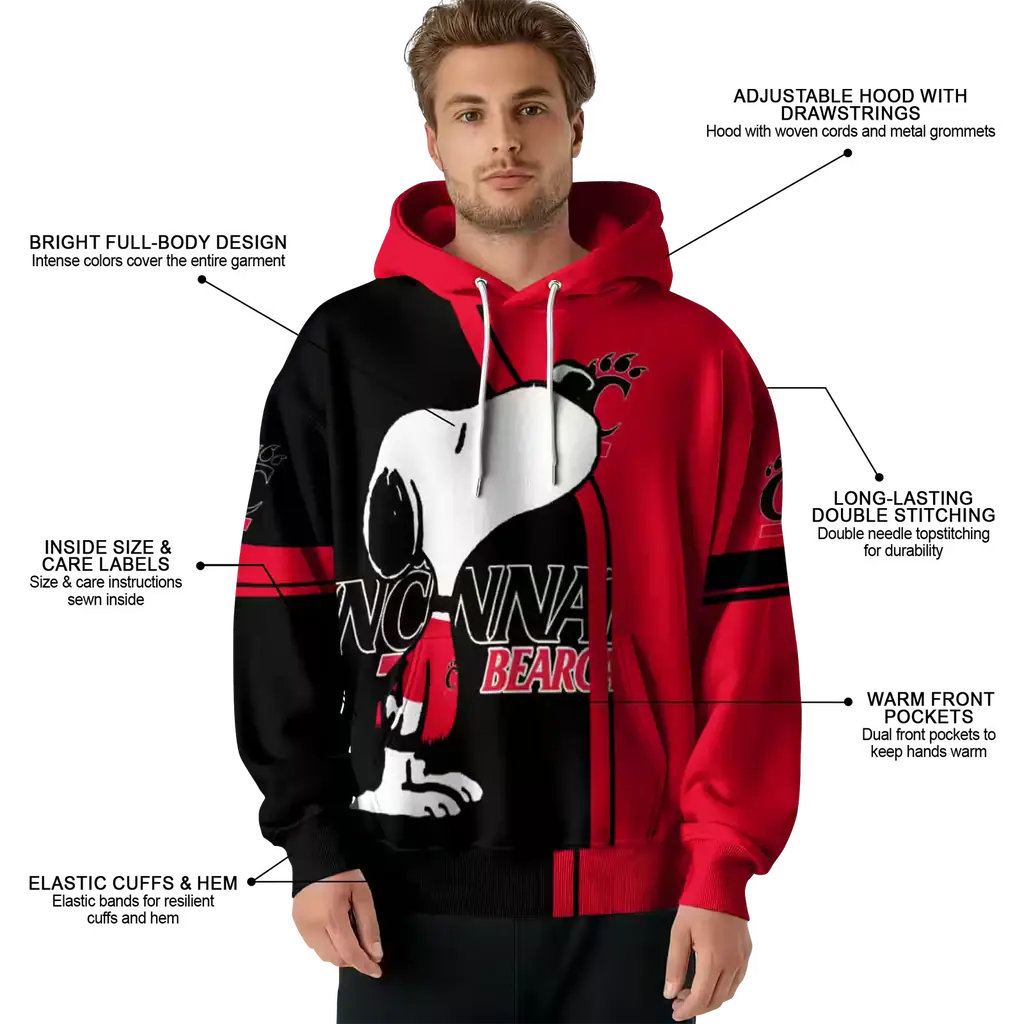 cincinnati bearcats playful snoopy red hoodie latest model cincinnati bearcats playful snoopy red hoodie latest model