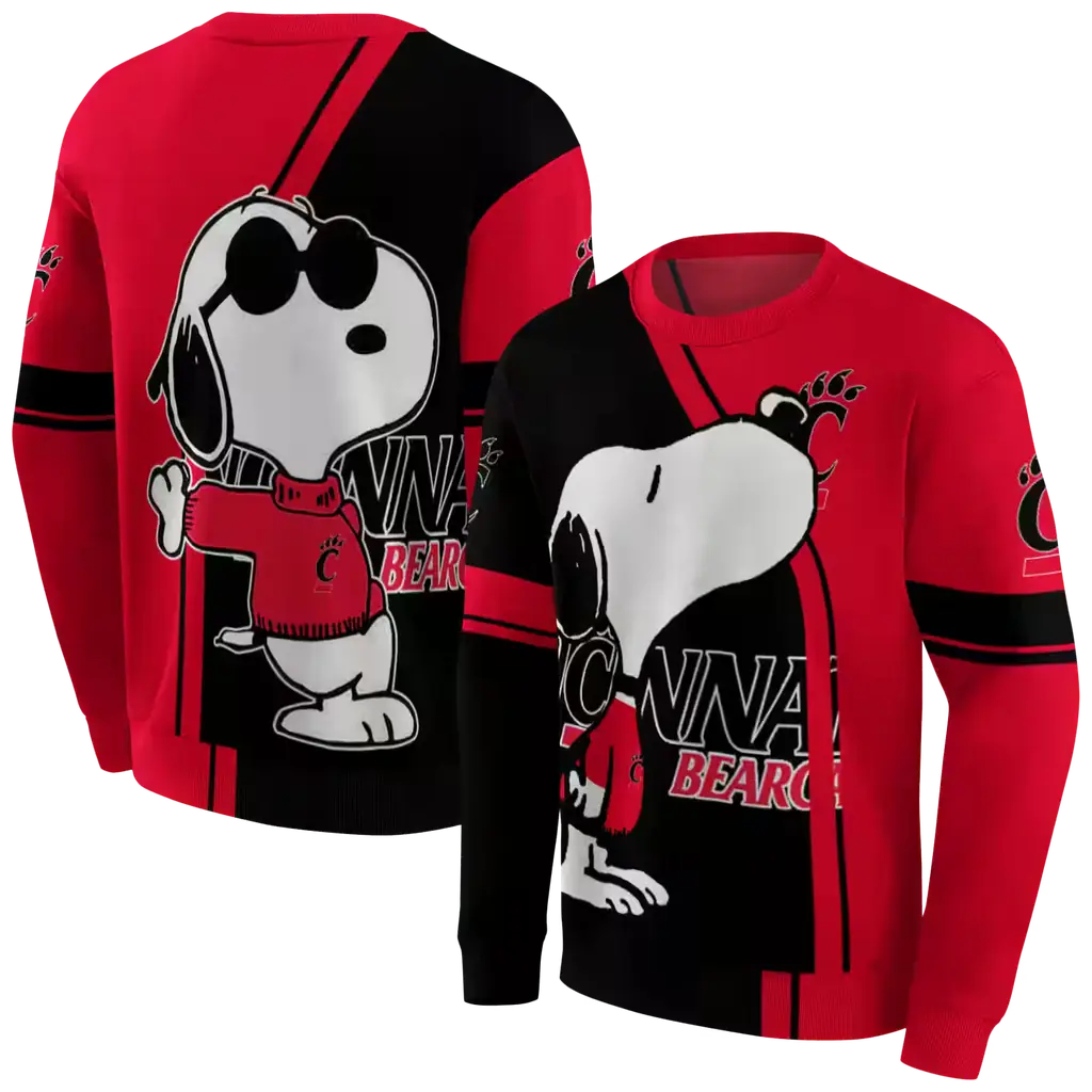 cincinnati bearcats playful snoopy red hoodie premium grade cincinnati bearcats playful snoopy red hoodie premium grade
