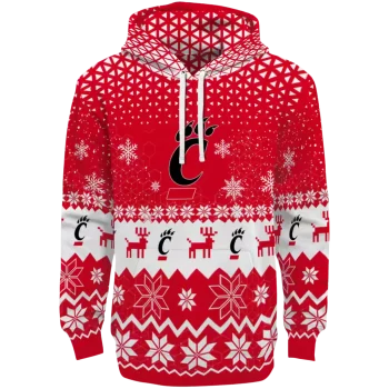 cincinnati bearcats reindeer motif red hoodie best selling