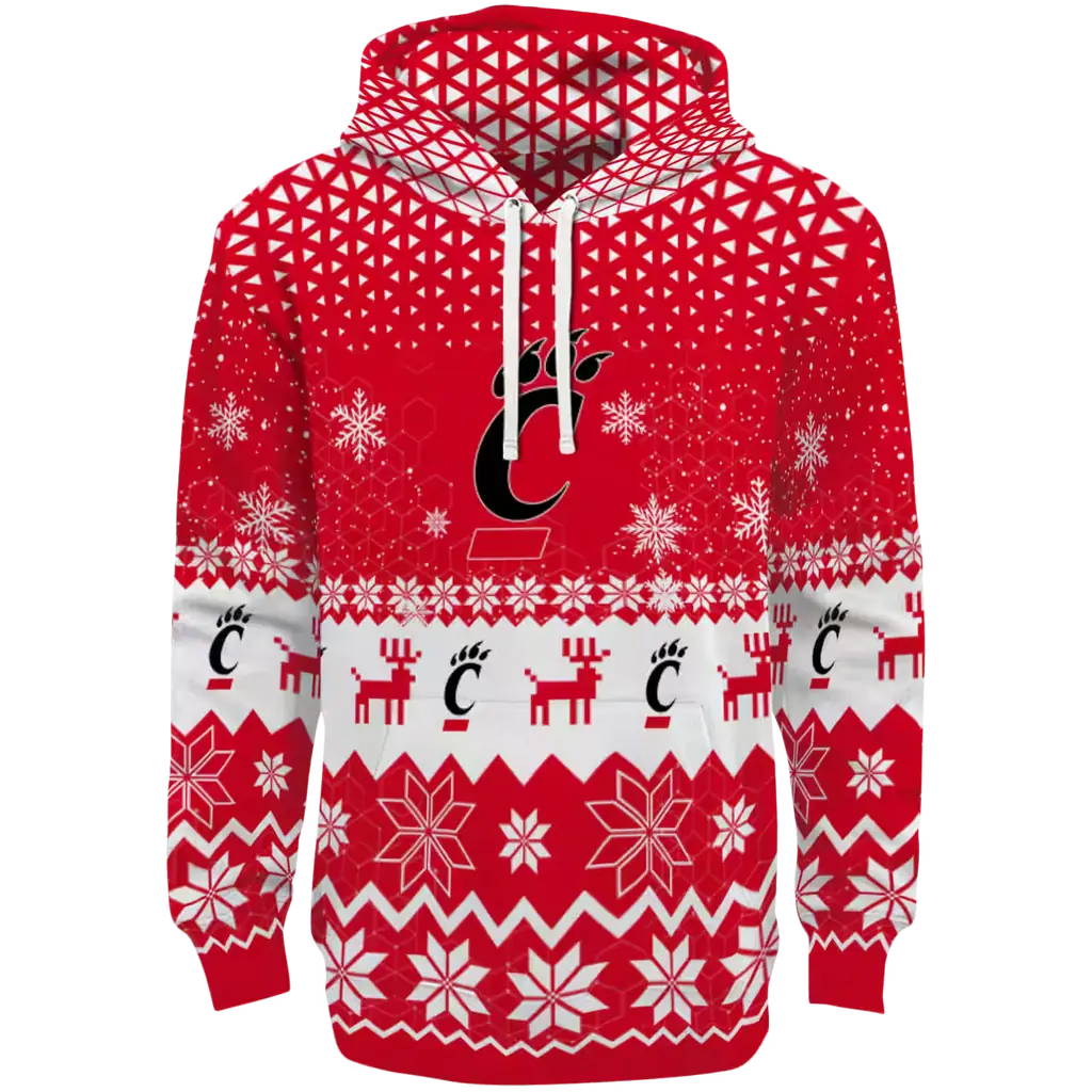 cincinnati bearcats reindeer motif red hoodie best selling cincinnati bearcats reindeer motif red hoodie best selling