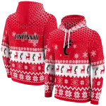 cincinnati bearcats reindeer motif red hoodie best selling