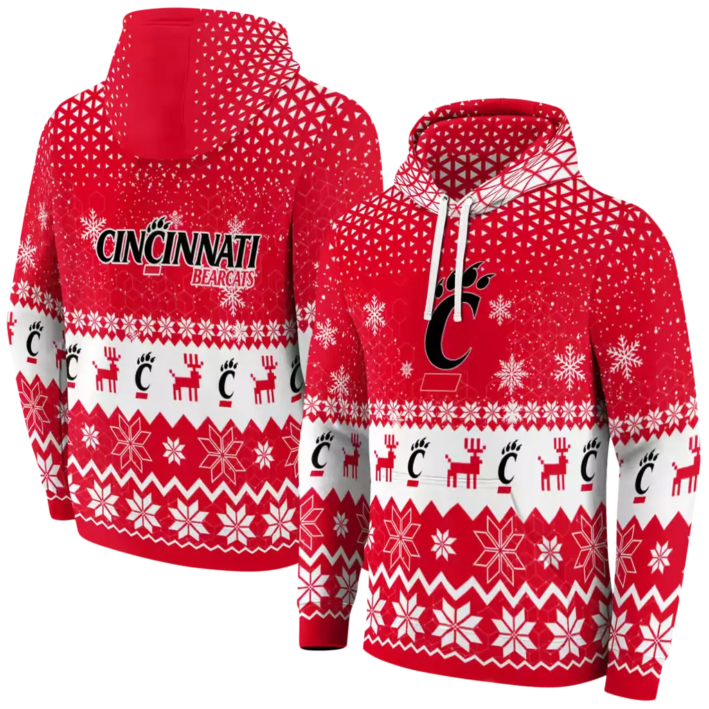 cincinnati bearcats reindeer motif red hoodie fashion forward cincinnati bearcats reindeer motif red hoodie fashion forward