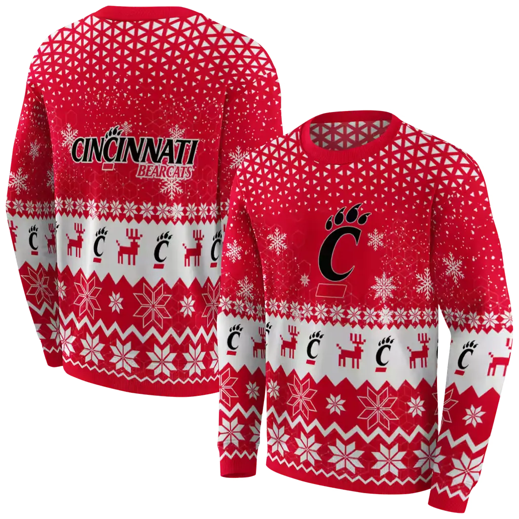 cincinnati bearcats reindeer motif red hoodie premium grade cincinnati bearcats reindeer motif red hoodie premium grade