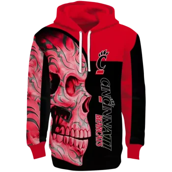 cincinnati bearcats skull motif red black hoodie best selling
