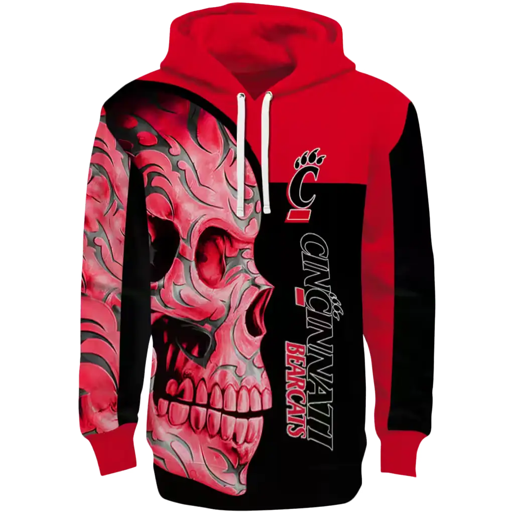 cincinnati bearcats skull motif red black hoodie best selling cincinnati bearcats skull motif red black hoodie best selling