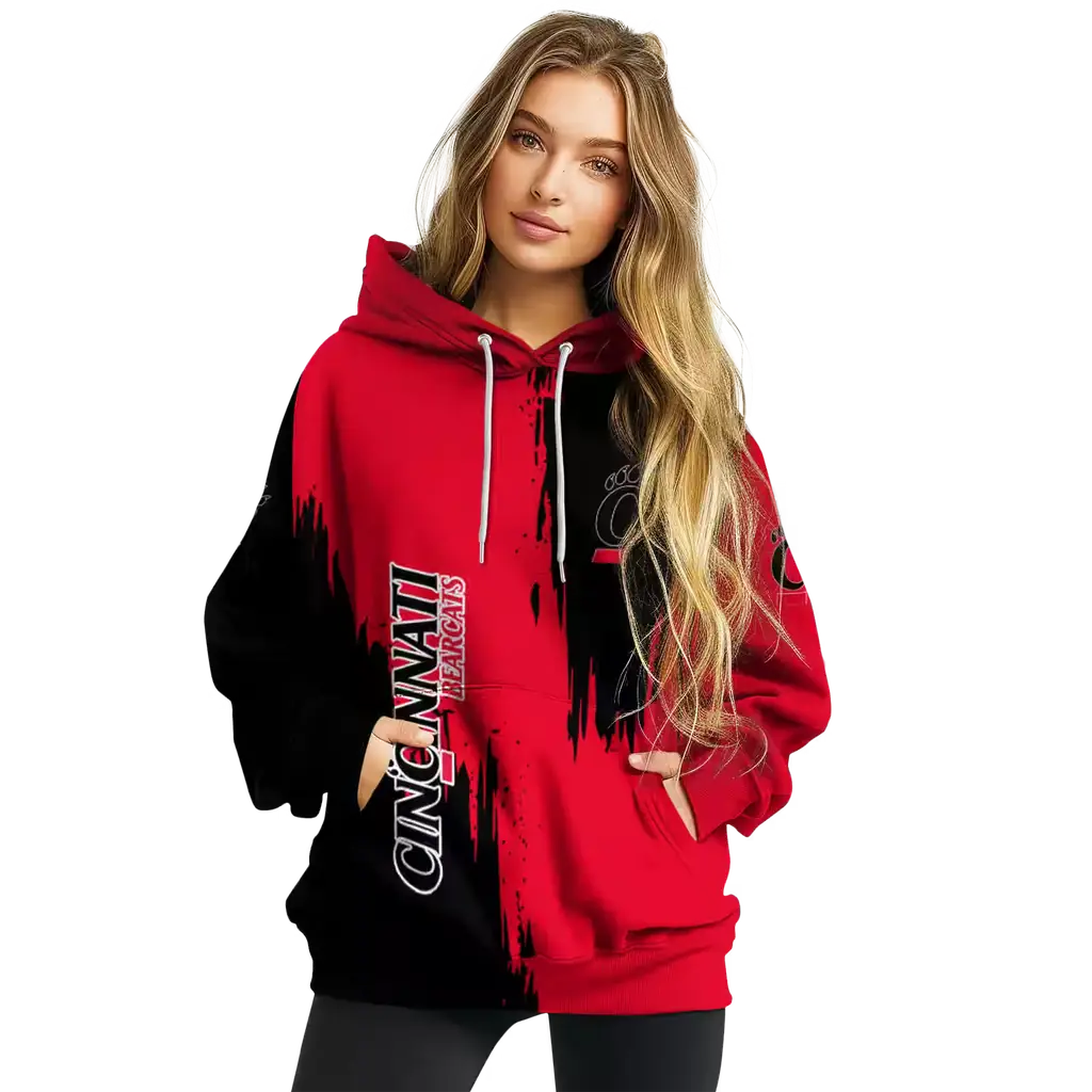 cincinnati bearcats splatter effect red hoodie high quality cincinnati bearcats splatter effect red hoodie high quality