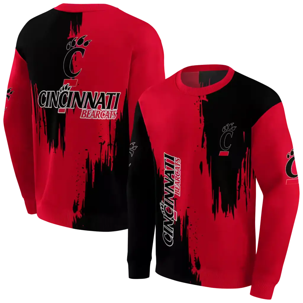 cincinnati bearcats splatter effect red hoodie premium grade cincinnati bearcats splatter effect red hoodie premium grade