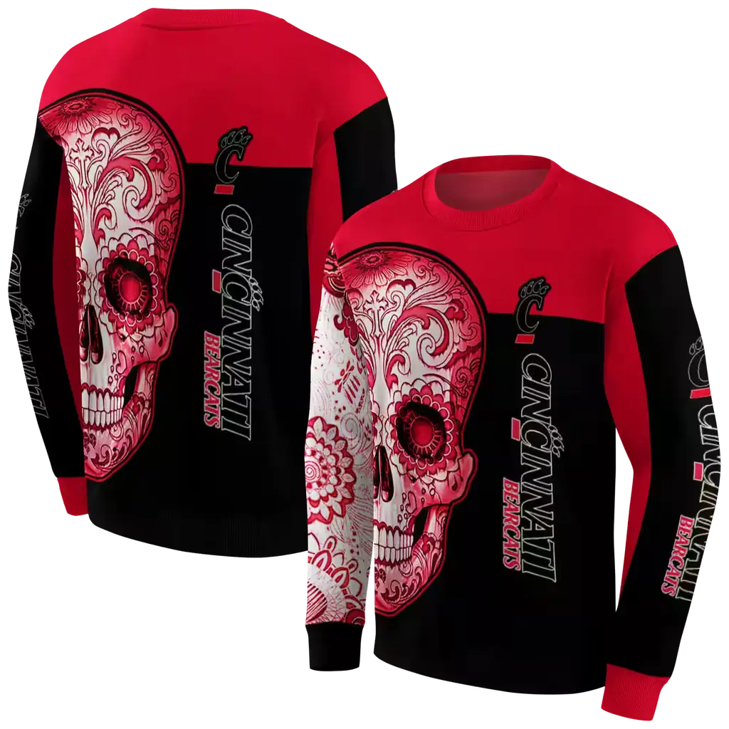 cincinnati bearcats sugar skull red black hoodie premium grade cincinnati bearcats sugar skull red black hoodie premium grade