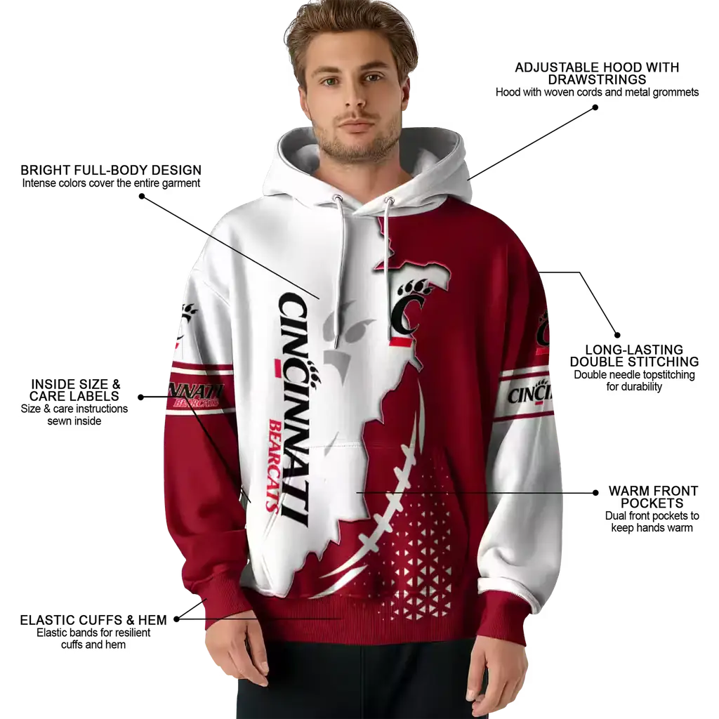 cincinnati bearcats triangular pattern red white hoodie latest model cincinnati bearcats triangular pattern red white hoodie latest model