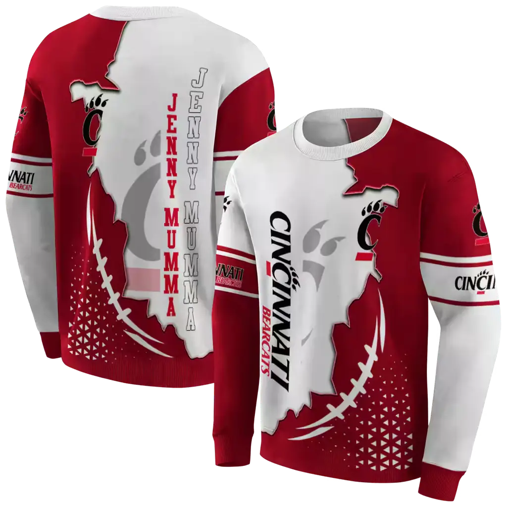 cincinnati bearcats triangular pattern red white hoodie premium grade cincinnati bearcats triangular pattern red white hoodie premium grade