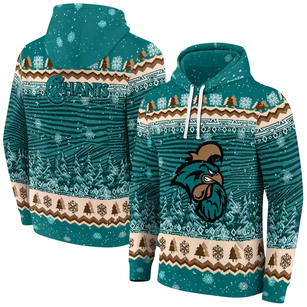 coastal carolina chanticleers christmas trees green hoodie fashion forward coastal carolina chanticleers christmas trees green hoodie fashion forward