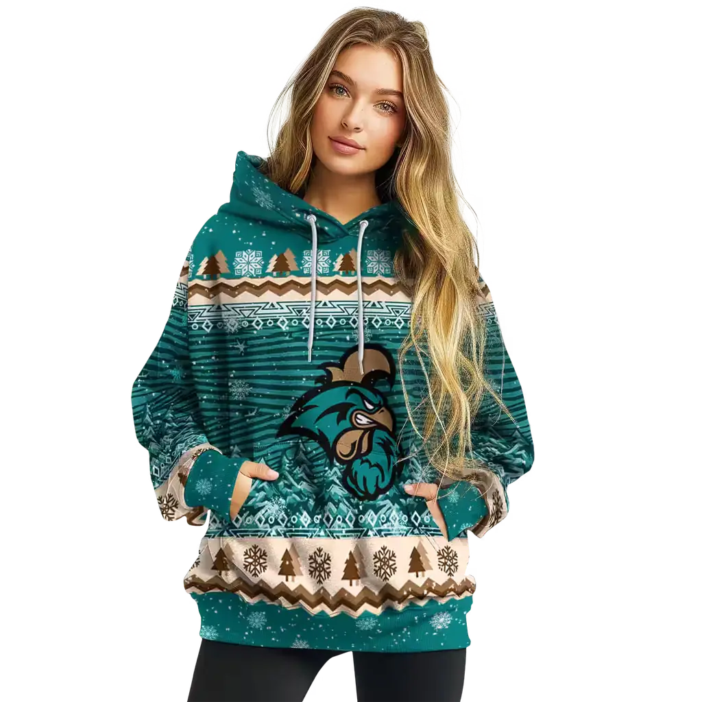 coastal carolina chanticleers christmas trees green hoodie high quality coastal carolina chanticleers christmas trees green hoodie high quality