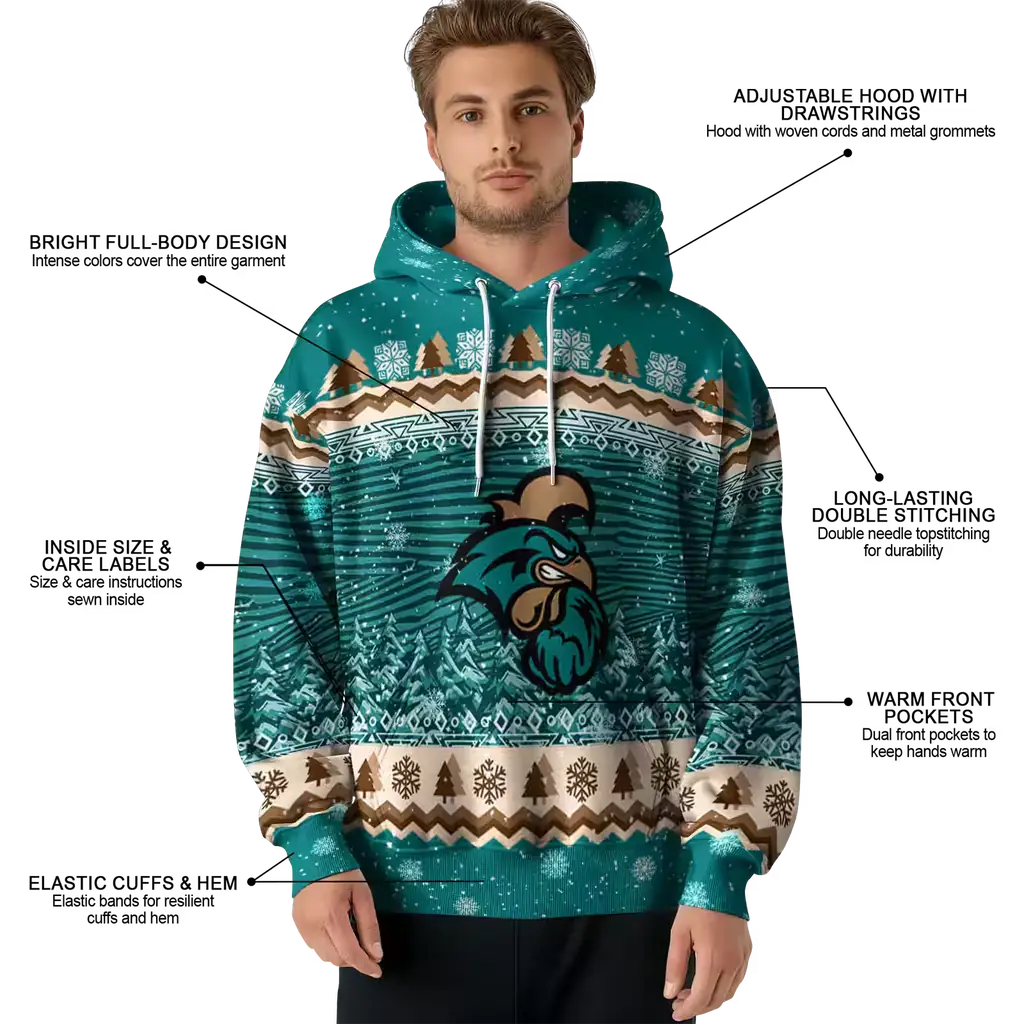 coastal carolina chanticleers christmas trees green hoodie latest model coastal carolina chanticleers christmas trees green hoodie latest model