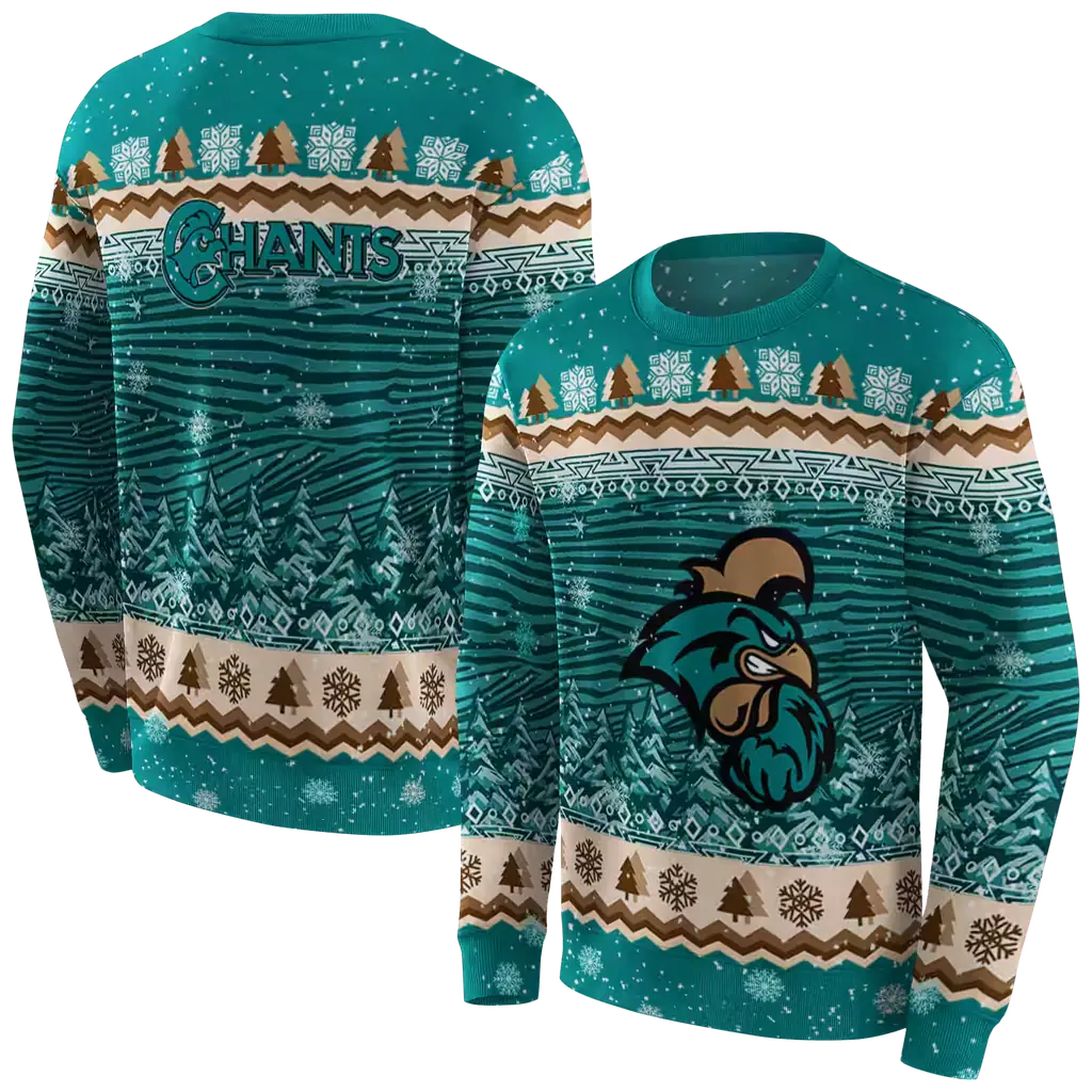 coastal carolina chanticleers christmas trees green hoodie premium grade coastal carolina chanticleers christmas trees green hoodie premium grade