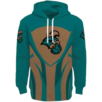 coastal carolina chanticleers concentric lines green black hoodie best selling
