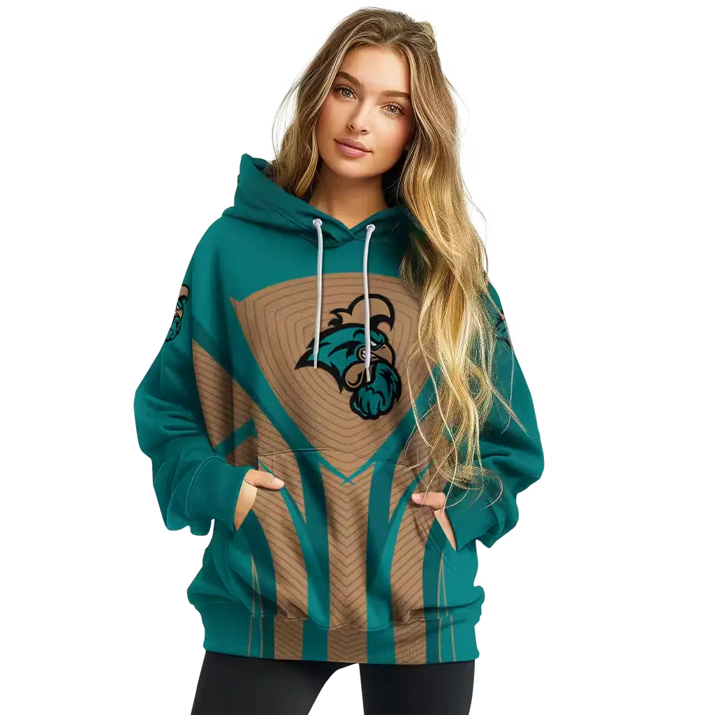 coastal carolina chanticleers concentric lines green black hoodie high quality coastal carolina chanticleers concentric lines green black hoodie high quality