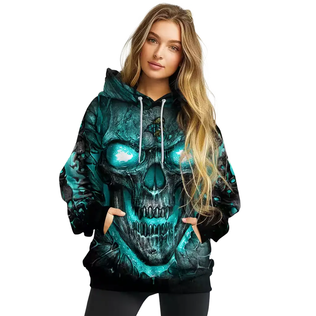 coastal carolina chanticleers demonic skull green black hoodie high quality coastal carolina chanticleers demonic skull green black hoodie high quality