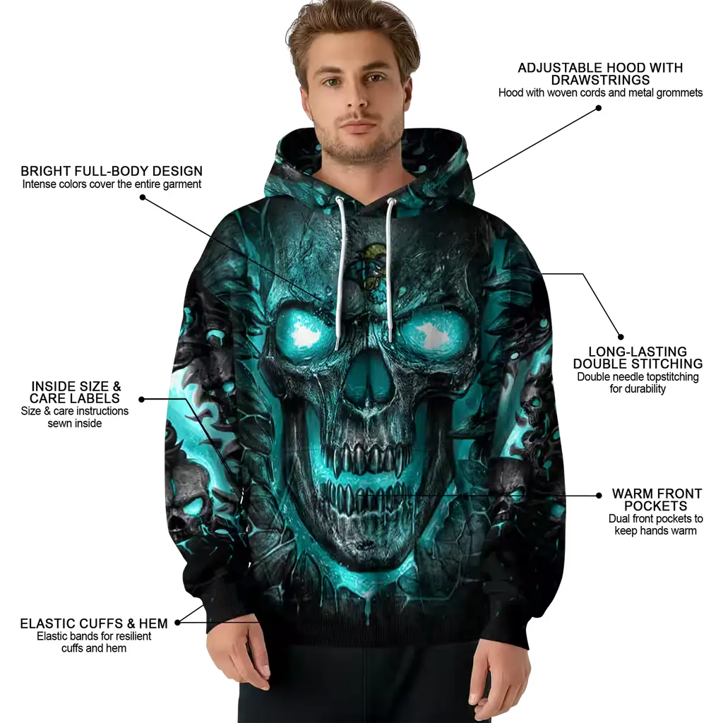 coastal carolina chanticleers demonic skull green black hoodie latest model coastal carolina chanticleers demonic skull green black hoodie latest model