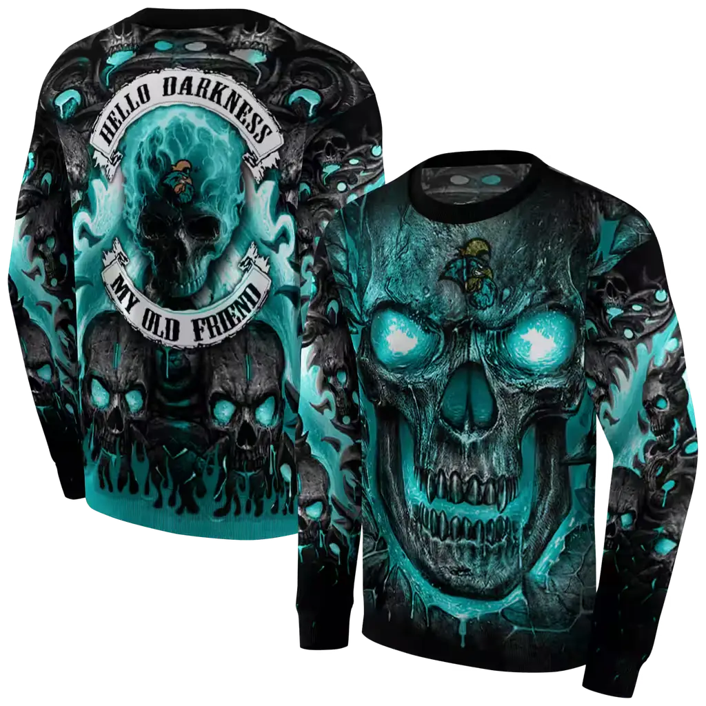 coastal carolina chanticleers demonic skull green black hoodie premium grade coastal carolina chanticleers demonic skull green black hoodie premium grade