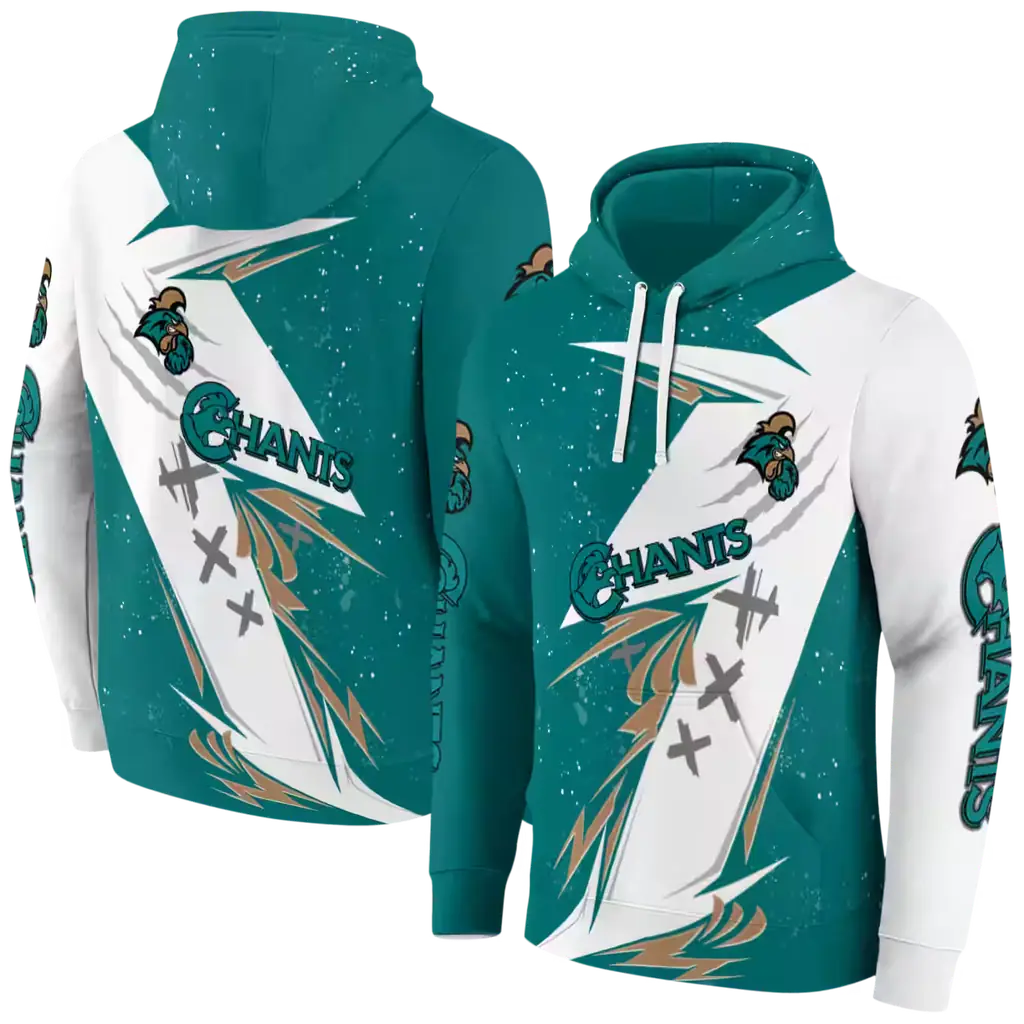 coastal carolina chanticleers dynamic slash green white hoodie fashion forward coastal carolina chanticleers dynamic slash green white hoodie fashion forward