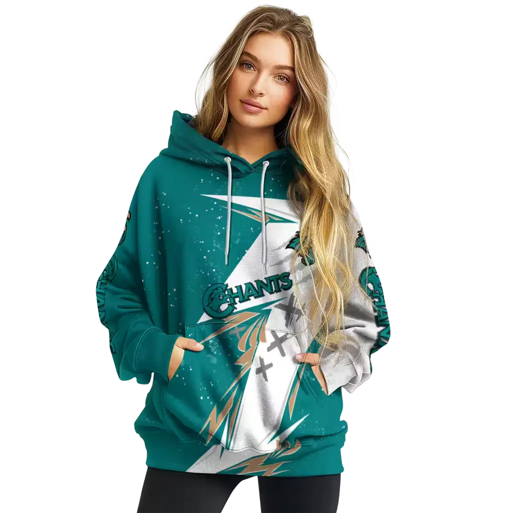 coastal carolina chanticleers dynamic slash green white hoodie high quality coastal carolina chanticleers dynamic slash green white hoodie high quality