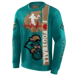 coastal carolina chanticleers football heartbeat green hoodie best selling