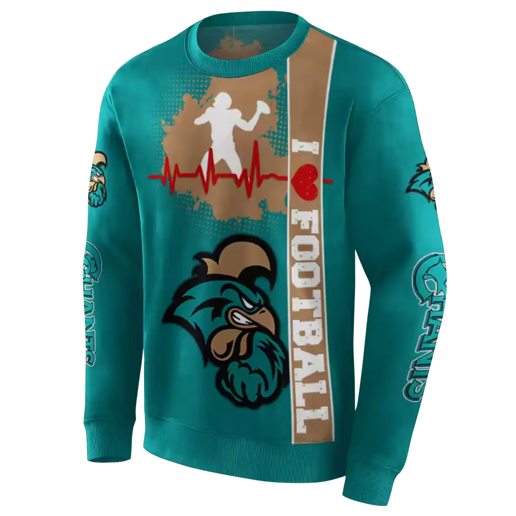 coastal carolina chanticleers football heartbeat green hoodie new arrival coastal carolina chanticleers football heartbeat green hoodie new arrival