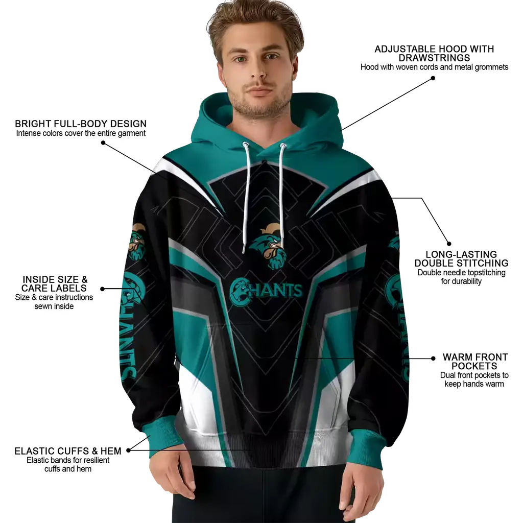 coastal carolina chanticleers futuristic pattern green black hoodie latest model coastal carolina chanticleers futuristic pattern green black hoodie latest model