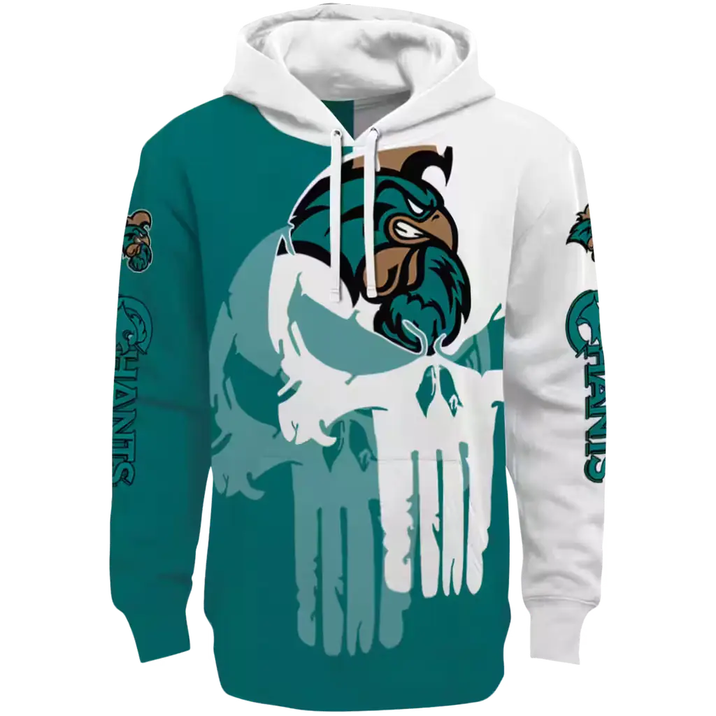 coastal carolina chanticleers graphic punisher green white hoodie best selling coastal carolina chanticleers graphic punisher green white hoodie best selling