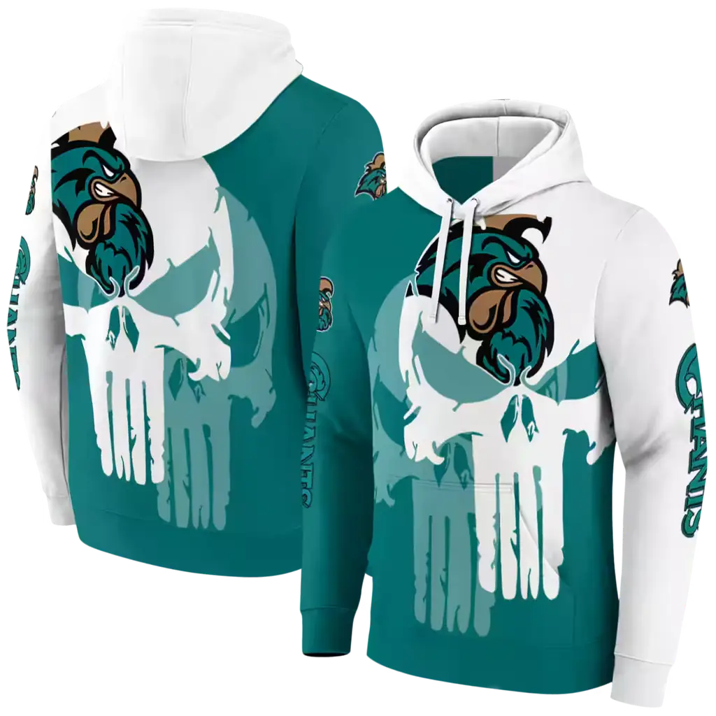 coastal carolina chanticleers graphic punisher green white hoodie fashion forward coastal carolina chanticleers graphic punisher green white hoodie fashion forward