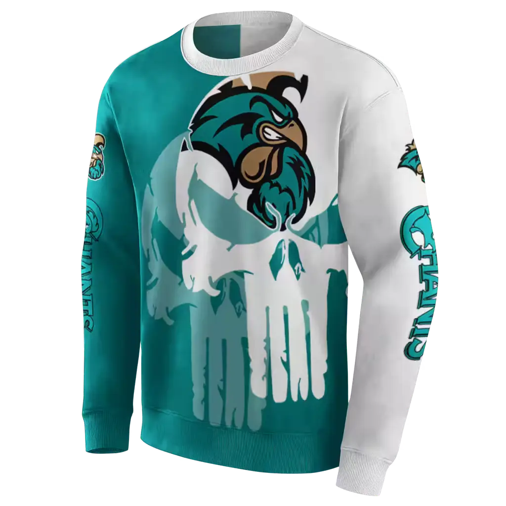 coastal carolina chanticleers graphic punisher green white hoodie new arrival coastal carolina chanticleers graphic punisher green white hoodie new arrival