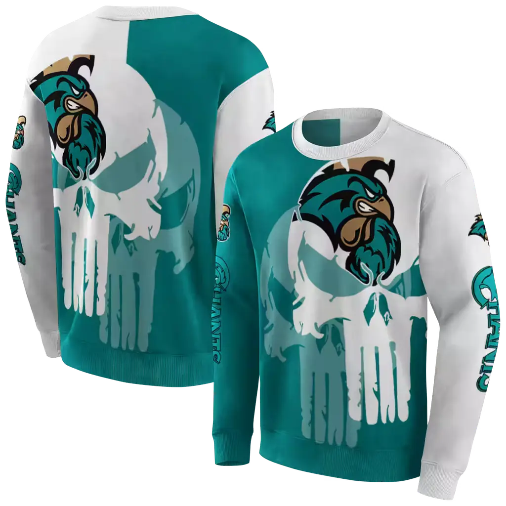 coastal carolina chanticleers graphic punisher green white hoodie premium grade coastal carolina chanticleers graphic punisher green white hoodie premium grade
